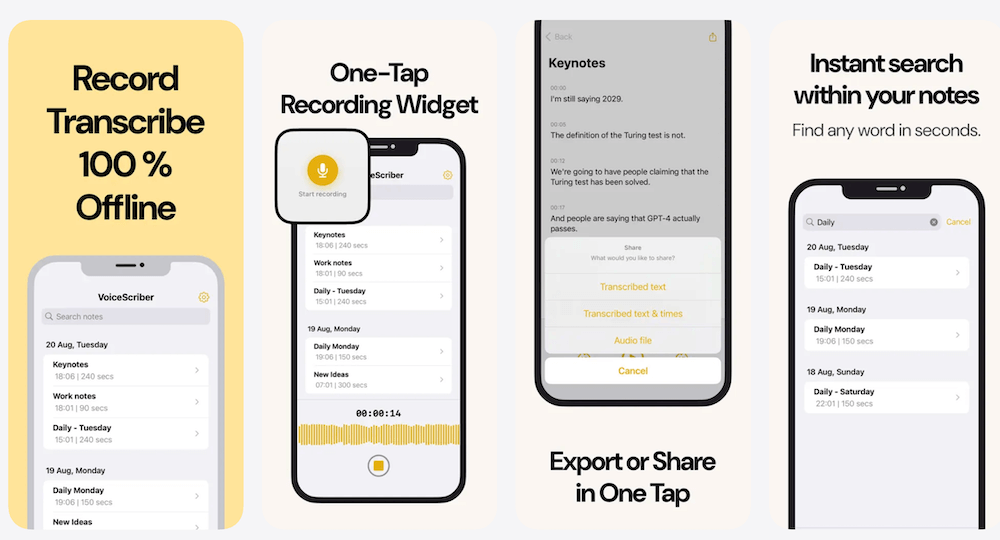 VoiceScriber AI - Privacy-focused offline voice recorder and transcription app for iPhone